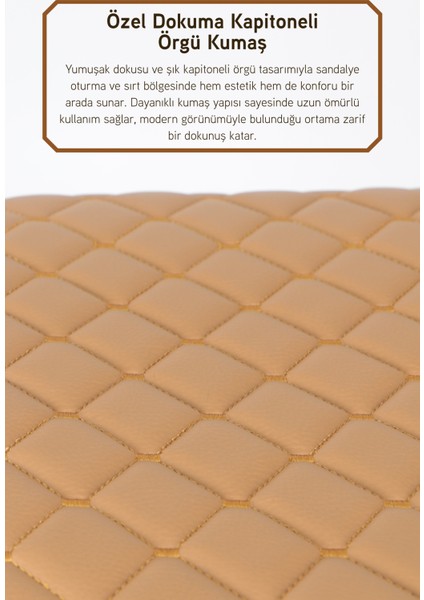 Anatolia Metal Gövdeli Deri Kapitone Sandalye Katlanır Mutfak Bahçe Sandalyesi Kahve fırsatları