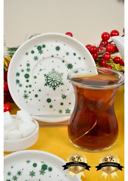 Kartanem 6'lı Porselen Çay Tabağı Seti