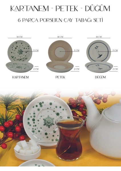 Kartanem 6'lı Porselen Çay Tabağı Seti fırsatları