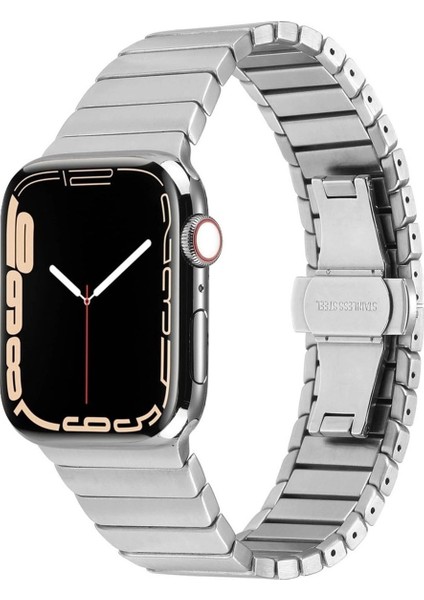 Apple Watch 11 46MM ile Uyumlu Balık Sırtı Paslanmaz Çelik Kordon - FC1100