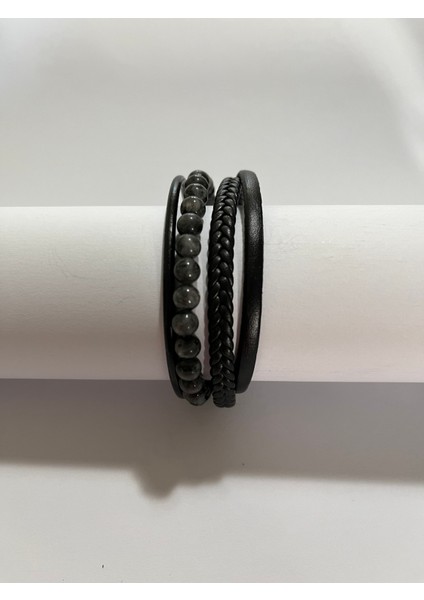 Erkek Bileklik Mıknatıslı Suni Deri Boncuk Taşlı Charm Hasır Örgü Bileklik fiyatları