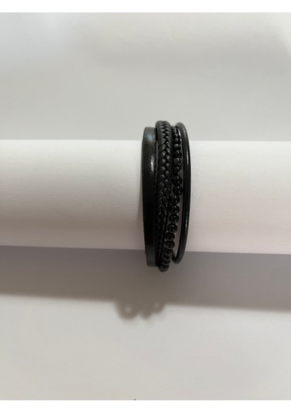 Erkek Bileklik Mıknatıslı Suni Deri Boncuk Taşlı Charm Hasır Örgü Bileklik fiyatları