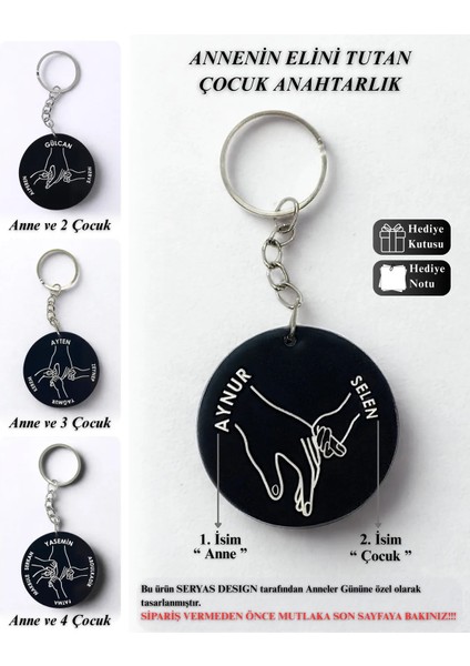 Anne Eli Tutan Çocuk Anahtarlık - Anneler Günü - Anneye Hediye - Anne Parmak Izi Anahtarlık 1 Adet