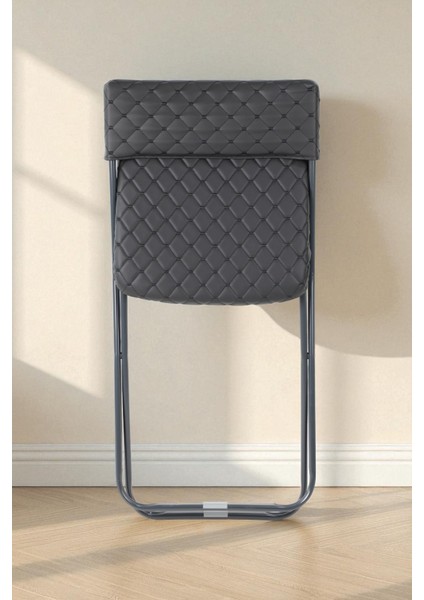 Anatolia Metal Gövdeli Deri Kapitone Sandalye Katlanır Mutfak Bahçe Sandalyesi Siyah fiyatları