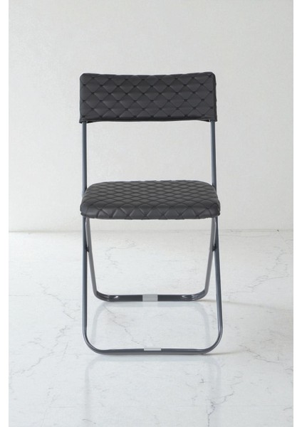 Anatolia Metal Gövdeli Deri Kapitone Sandalye Katlanır Mutfak Bahçe Sandalyesi Siyah modelleri