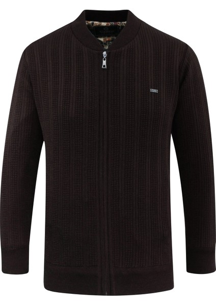 Erkek Büyük Beden Astarlı Triko Mont Hakim Yaka Çelik Örgü Desenli Klasik Kalıp - 5209TB