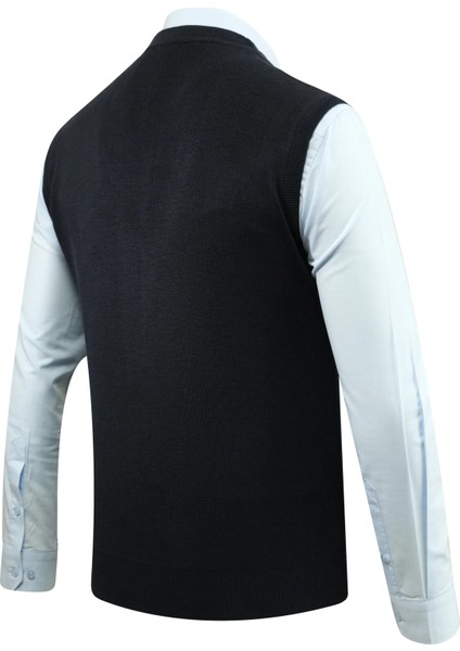 Erkek Büyük Beden Düğmeli Yelek Triko Cepli Çelik Örgü Klasik Kalıp - 5200LB fırsatları