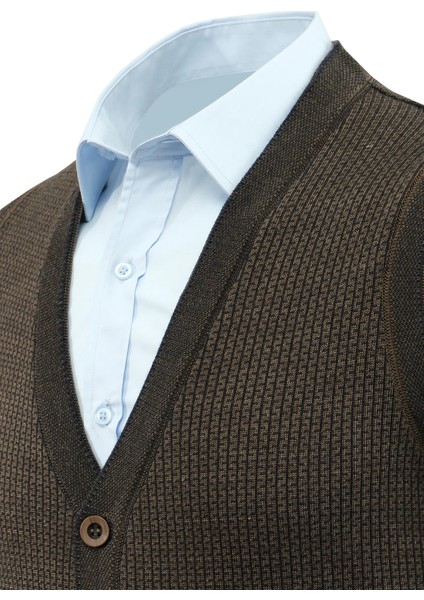 Erkek Büyük Beden Düğmeli Yelek Cepli Desenli Çelik Örgü Klasik Kalıp 5208LB modelleri