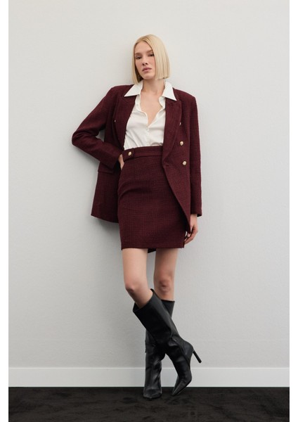 Mini Boy Tüvit Etek - Bordo