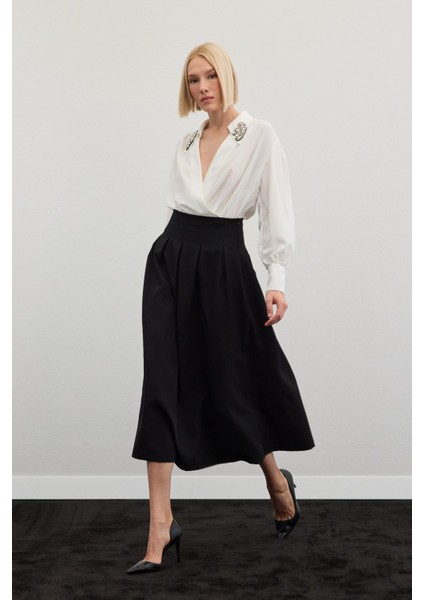 Pileli Midi Etek - Siyah fiyatları