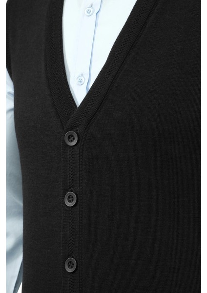 Erkek Büyük Beden Düğmeli Yelek Triko Cepli Çelik Örgü Klasik Kalıp - 5200LB modelleri