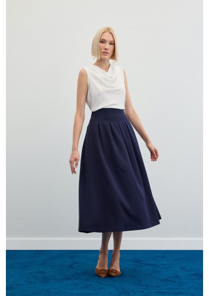 Pileli Midi Etek - Lacivert fiyatları