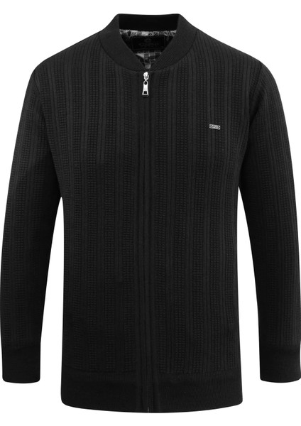 Erkek Büyük Beden Astarlı Triko Mont Hakim Yaka Çelik Örgü Desenli Klasik Kalıp - 5209TB