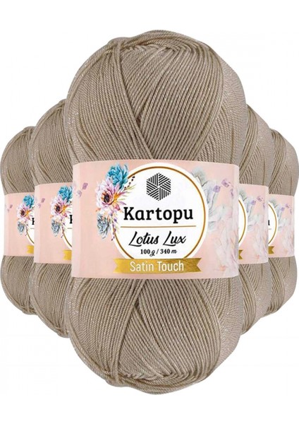 5 Adet Lotus Lux Bikini Büstiyer Bluz Simli Örgü Ipi K861 Bej