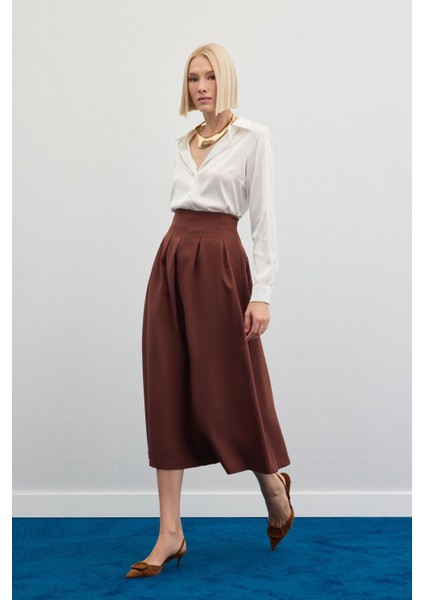 Pileli Midi Etek - Kahve fırsatları