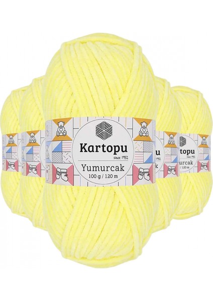 5 Adet Yumurcak Kadife El Örgü Ipi Sarı K333