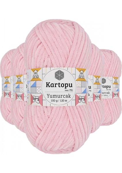 5 Adet Yumurcak Kadife El Örgü Ipi Bebe Pembe K768