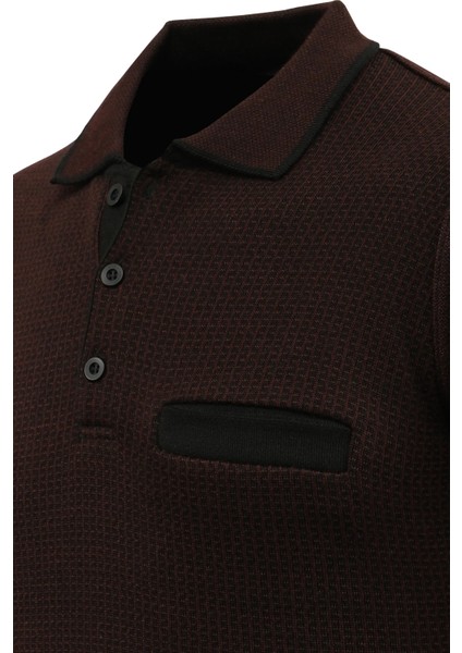 Erkek Büyük Beden Polo Yaka Kazak Cepli Desenli Çelik Örgü Klasik Kalıp - 5208FB modelleri