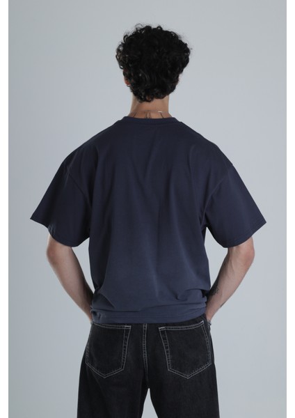 Lacivert Yıldız Detaylı Tasarım Oversize T-Shirt fırsatları