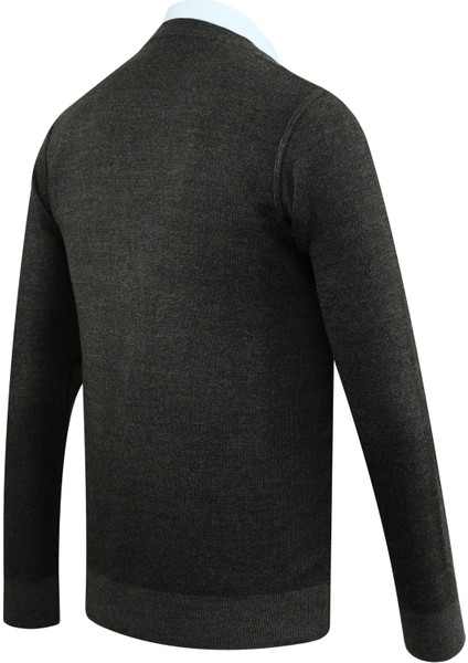 Erkek Büyük Beden Düğmeli Hırka Cepli Desenli Çelik Örgü Klasik Kalıp - 5208MB fiyatları