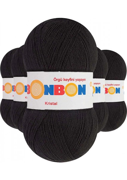 5 Adet Kristal El Örgü Lif Ipi Siyah 98206