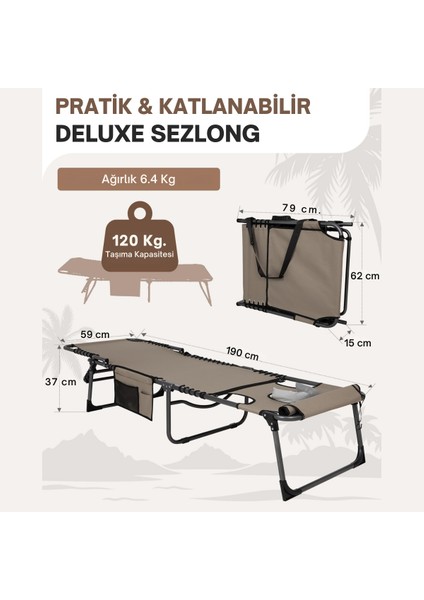 Kingcamp Magnolia B10 Hands-Free Premium 7 Kademeli Katlanır Şezlong Beige indirimleri