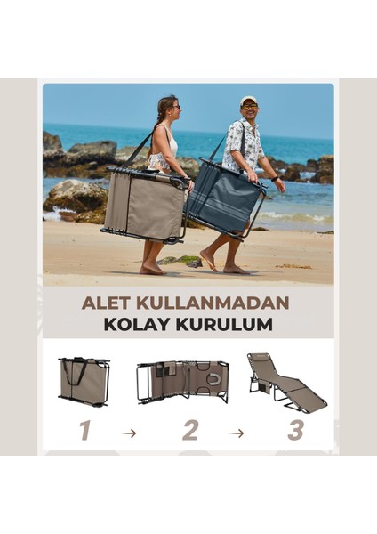 Kingcamp Magnolia B10 Hands-Free Premium 7 Kademeli Katlanır Şezlong Beige