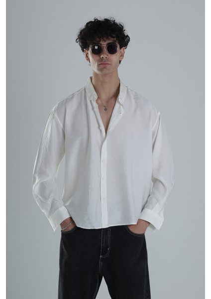 Kırık Beyaz Lyocell Kumaş Gömlek