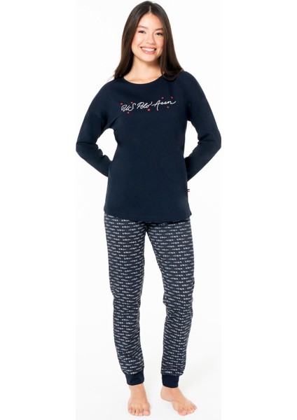 Kadın %100 Pamuklu Uzunkol Dar Paça Mevsimlik Ev Giyim Pijama Takım