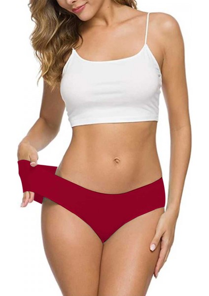 7 Adet Kadın Dikişsiz Lazer Kesim Esnek Iz Yapmayan Külot Bordo fırsatları