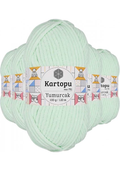 5 Adet Yumurcak Kadife El Örgü Ipi Su Yeşili K560