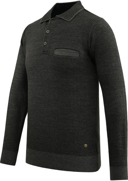 Erkek Büyük Beden Polo Yaka Kazak Cepli Desenli Çelik Örgü Klasik Kalıp - 5208FB fiyatları