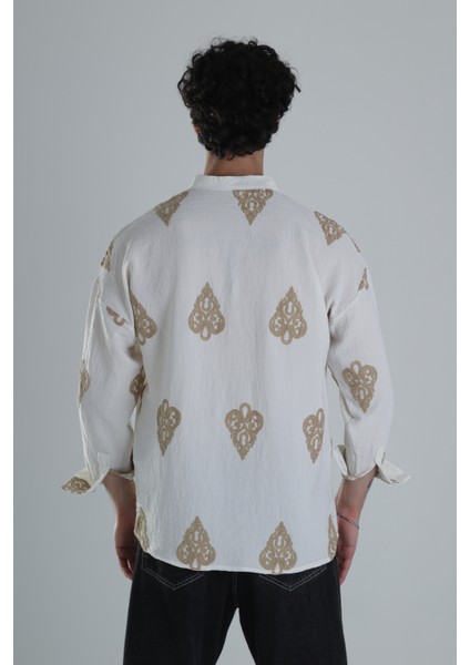 Kahve Nakış Detaylı Oversize Gömlek fırsatları