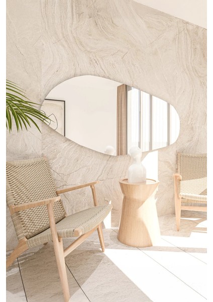 Fawdecor Asimetrik Çerçeveli Ayna Ev Dekoru Estetik Duvar Aynası Banyo Tasarımı Özel Tasarım Ayna