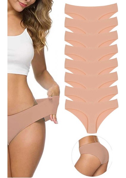 8 Adet Kadın Dikişsiz Lazer Kesim Esnek Iz Yapmayan Külot Ten