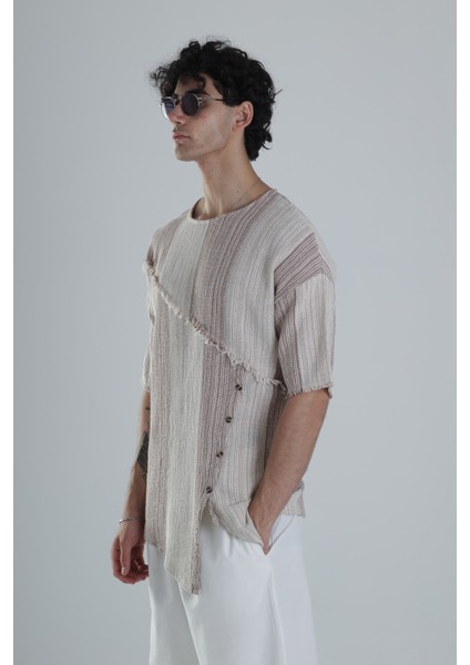 Asimetrik Tasarım Kahve T-Shirt modelleri