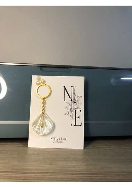 Incili Istiridye Anahtarlık Nişan Söz Kına Nikah Hatırası 15 Adet Özel Tasarım