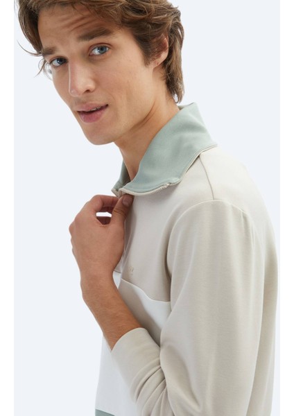 Bej Dik Yaka Sweatshırt