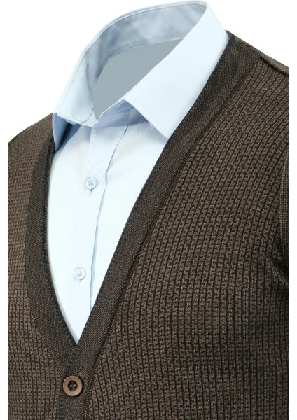 Erkek Büyük Beden Düğmeli Hırka Cepli Desenli Çelik Örgü Klasik Kalıp - 5208MB modelleri