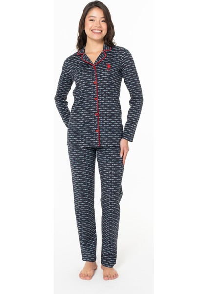 Kadın %100 Pamuklu Uzunkol Mevsimlik Düğmeli Gömlek Pijama Ev Giyim