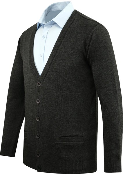 Erkek Büyük Beden Düğmeli Hırka Cepli Düz Renk Çelik Örgü Klasik Kalıp - 5200MB fiyatları