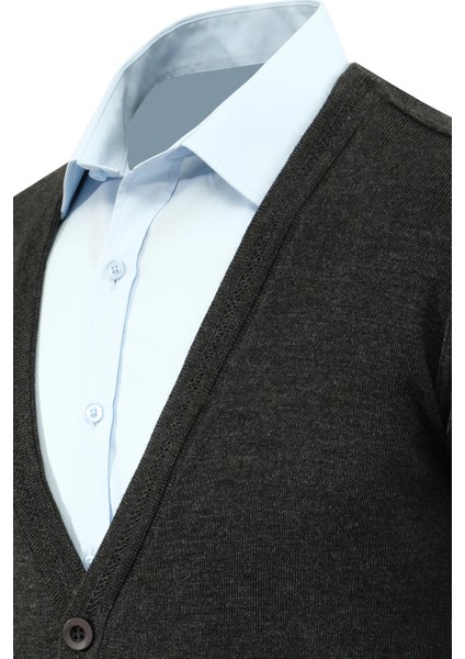 Erkek Büyük Beden Düğmeli Hırka Cepli Düz Renk Çelik Örgü Klasik Kalıp - 5200MB modelleri