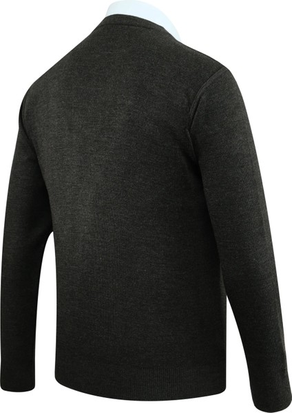 Erkek Büyük Beden Düğmeli Hırka Cepli Düz Renk Çelik Örgü Klasik Kalıp - 5200MB fırsatları