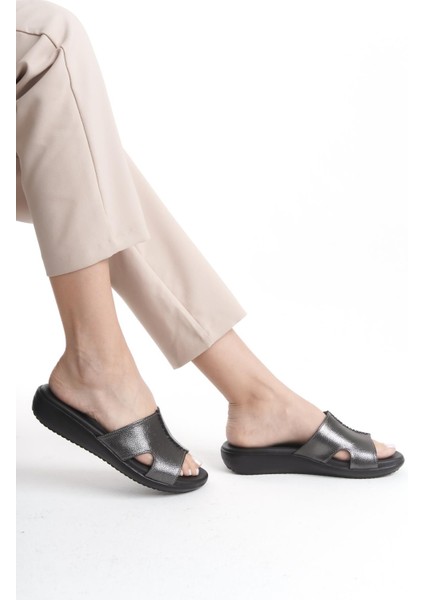 Ortopedik Deri Taban Topuk Dikeni Destekli Günlük Platin Terlik fiyatları
