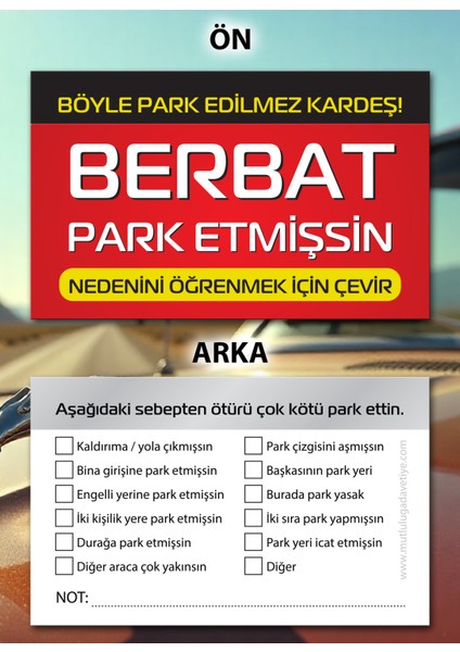 Hatalı Park Kartı Parkvizit (50 Adet) fiyatları