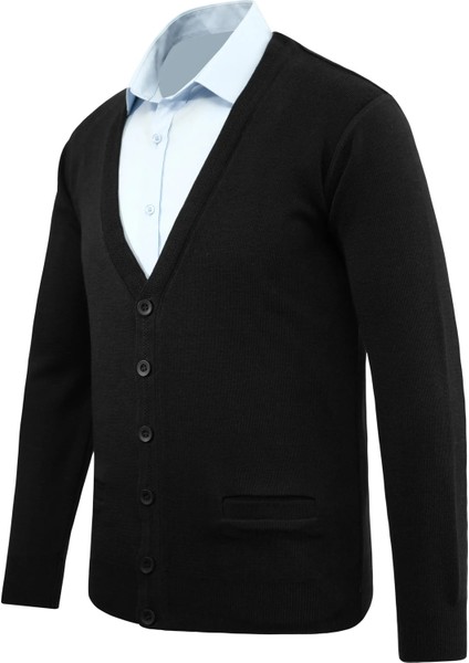 Erkek Büyük Beden Düğmeli Hırka Cepli Düz Renk Çelik Örgü Klasik Kalıp - 5200MB fiyatları