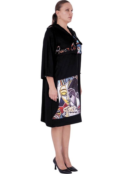 Kadın Büyük Beden Kapüşonlu Spor Midi Elbise fiyatları