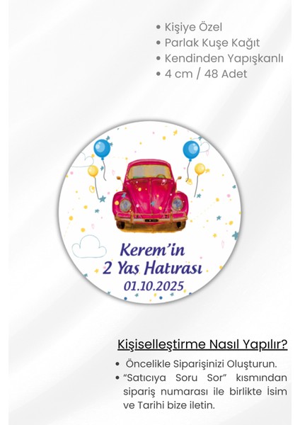 Isme/kişiye Özel Doğum Günü Babyshower Hoşgeldin Bebek Etiketi 4 cm 48 Adet Etiket