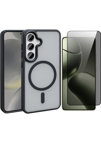 Samsung Galaxy S24 Plus Kılıf Magsafe Şarj Özellikli Mat Arka Yüzey Zore Sio Kapak + Hayalet Ekran Koruyucu