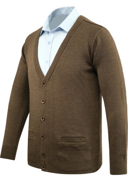 Erkek Büyük Beden Düğmeli Hırka Cepli Düz Renk Çelik Örgü Klasik Kalıp - 5200MB fiyatları